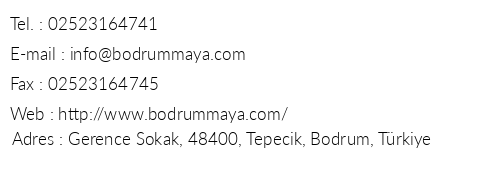 Bodrum Maya Hotel telefon numaralar, faks, e-mail, posta adresi ve iletiim bilgileri